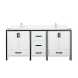Ziva Freestanding White Freestanding Bathroom Vanity With Double Integrated Ceramic Sink, White Cultured Marble Top