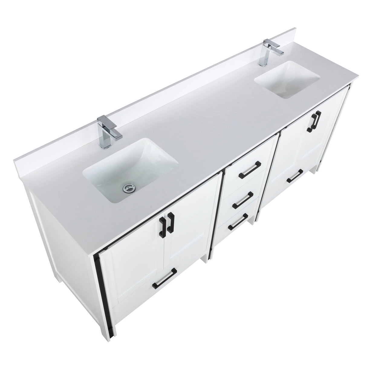 Ziva Freestanding White Freestanding Bathroom Vanity With Double Integrated Ceramic Sink, White Cultured Marble Top