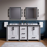 Ziva 72 in. Freestanding Bathroom Vanity With Double Integrated Ceramic Sink, White Cultured Marble Top