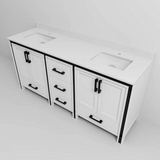 Ziva 72 in. Freestanding Bathroom Vanity With Double Integrated Ceramic Sink, White Cultured Marble Top