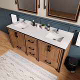 Ziva 72 in. Freestanding Bathroom Vanity With Double Integrated Ceramic Sink, White Cultured Marble Top