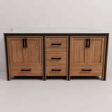 Ziva 72 in. Freestanding Bathroom Vanity With Double Integrated Ceramic Sink, White Cultured Marble Top