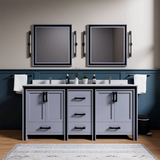 Ziva 72 in. Freestanding Bathroom Vanity With Double Integrated Ceramic Sink, White Cultured Marble Top