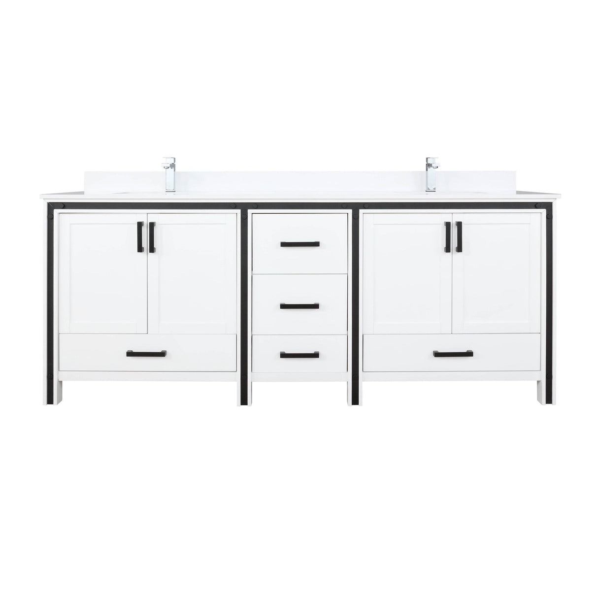 Ziva Freestanding White Freestanding Bathroom Vanity With Double Integrated Ceramic Sink, White Cultured Marble Top