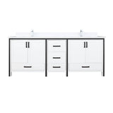 Ziva Freestanding White Freestanding Bathroom Vanity With Double Integrated Ceramic Sink, White Cultured Marble Top