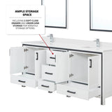 Ziva 80 in. Freestanding Bathroom Vanity With Double Integrated Ceramic Sink, White Cultured Marble Top