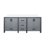 Ziva 80 in. Freestanding Bathroom Vanity With Double Integrated Ceramic Sink, White Cultured Marble Top