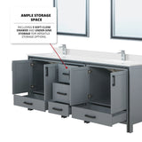 Ziva 80 in. Freestanding Bathroom Vanity With Double Integrated Ceramic Sink, White Cultured Marble Top