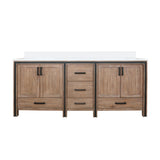 Ziva 80 in. Freestanding Bathroom Vanity With Double Integrated Ceramic Sink, White Cultured Marble Top