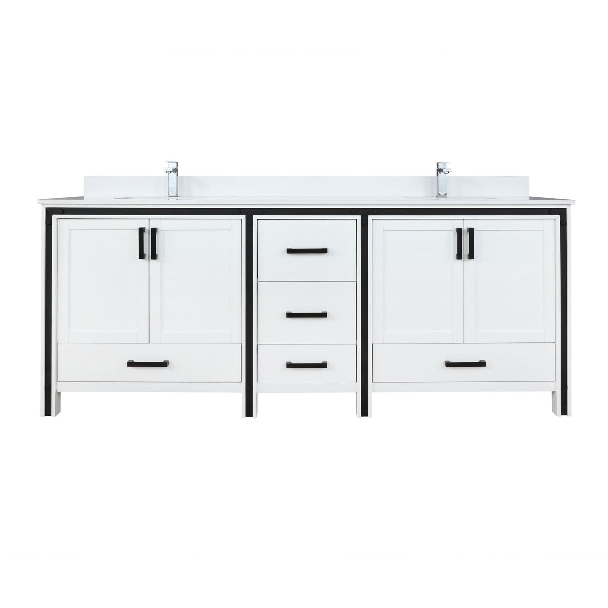 Ziva Freestanding White Freestanding Bathroom Vanity With Double Integrated Ceramic Sink, White Cultured Marble Top