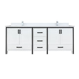 Ziva Freestanding White Freestanding Bathroom Vanity With Double Integrated Ceramic Sink, White Cultured Marble Top