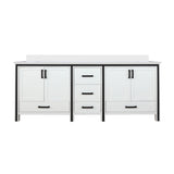 Ziva Freestanding 84 in. Freestanding Bathroom Vanity With Double Integrated Ceramic Sink, White Cultured Marble Top