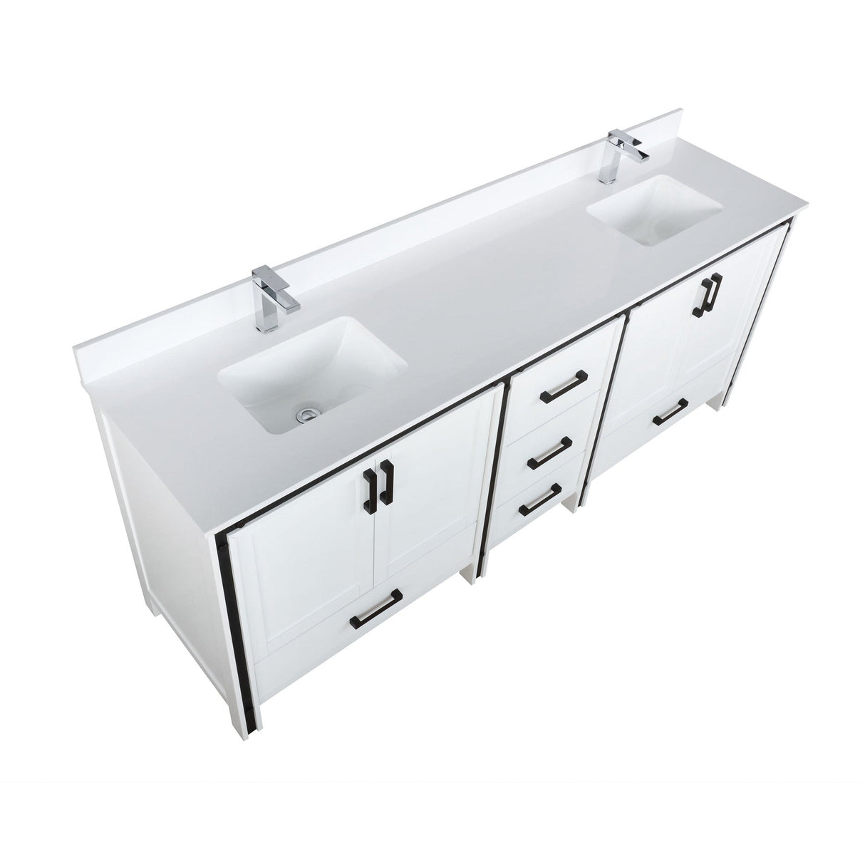 Ziva Freestanding White Freestanding Bathroom Vanity With Double Integrated Ceramic Sink, White Cultured Marble Top