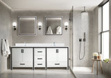 Ziva Freestanding 84 in. Freestanding Bathroom Vanity With Double Integrated Ceramic Sink, White Cultured Marble Top