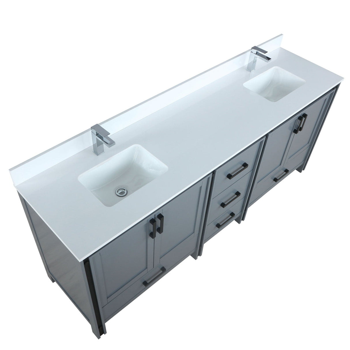 Ziva Freestanding Dark Grey Freestanding Bathroom Vanity With Single Integrated Ceramic Sink, White Cultured Marble Top