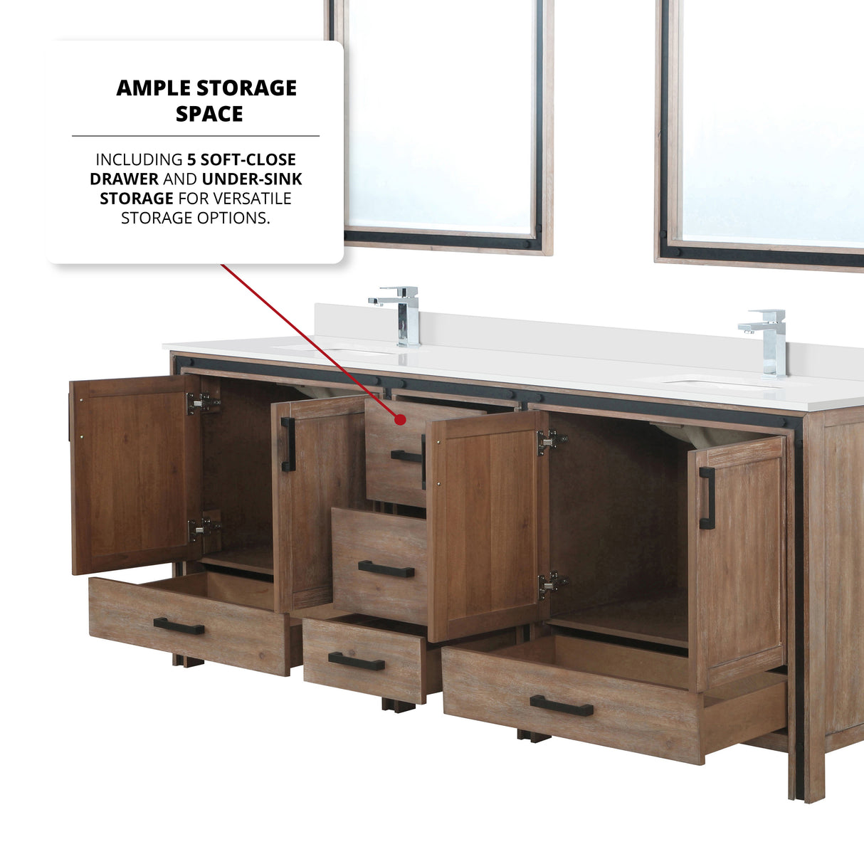 Ziva Freestanding 84 in. Freestanding Bathroom Vanity With Double Integrated Ceramic Sink, White Cultured Marble Top