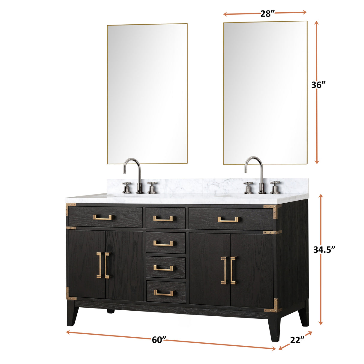 Laurel 60 in. Freestanding Bathroom Vanity with Carrara Marble Sink Top