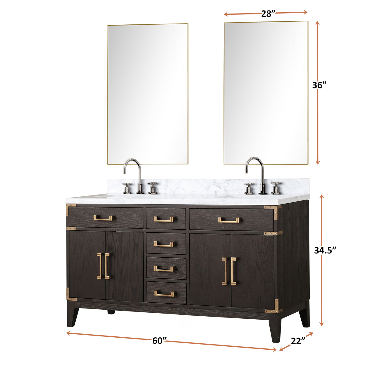Laurel 60 in. Freestanding Bathroom Vanity with Carrara Marble Sink Top