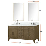 Laurel 60 in. Freestanding Bathroom Vanity with Carrara Marble Sink Top