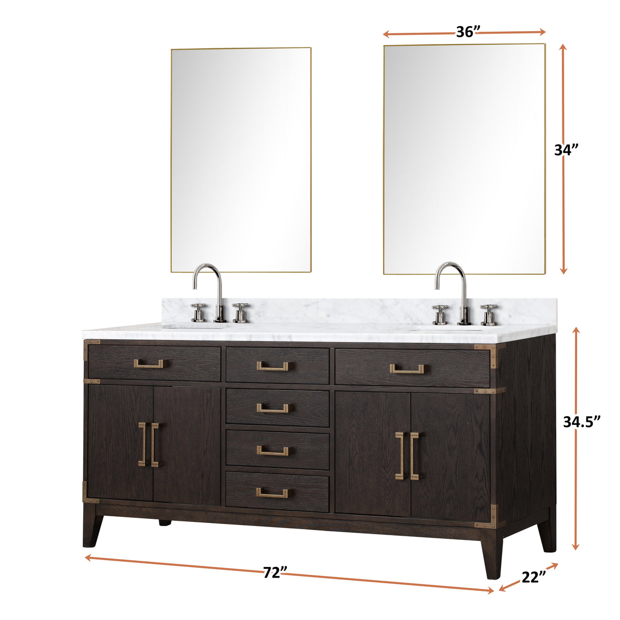 Laurel 72 in. Freestanding Bathroom Vanity with Carrara Marble Sink Top