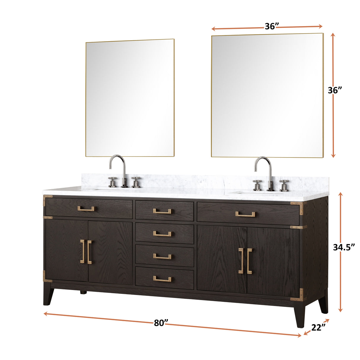 Laurel 80 in. Freestanding Bathroom Vanity with Carrara Marble Sink Top