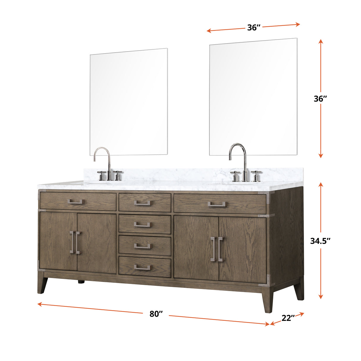 Laurel 80 in. Freestanding Bathroom Vanity with Carrara Marble Sink Top