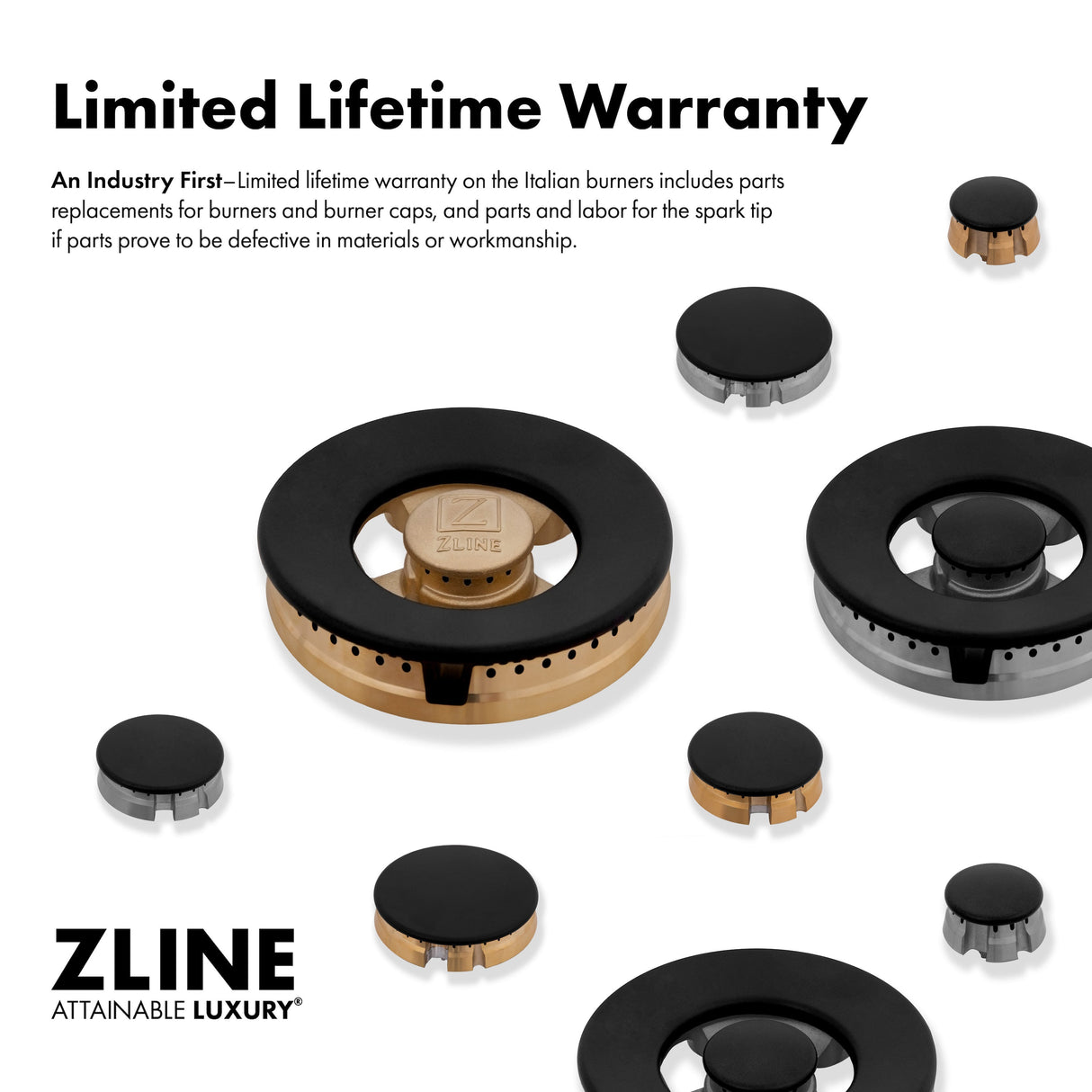 ZLINE 36 in. 4.6 cu. ft. Legacy Dual Fuel Range with Gas Cooktop and Electric Convection Oven in Satin Stainless Steel with 6 Brass Burners and Griddle (RAS-SN-BR-GR-36)