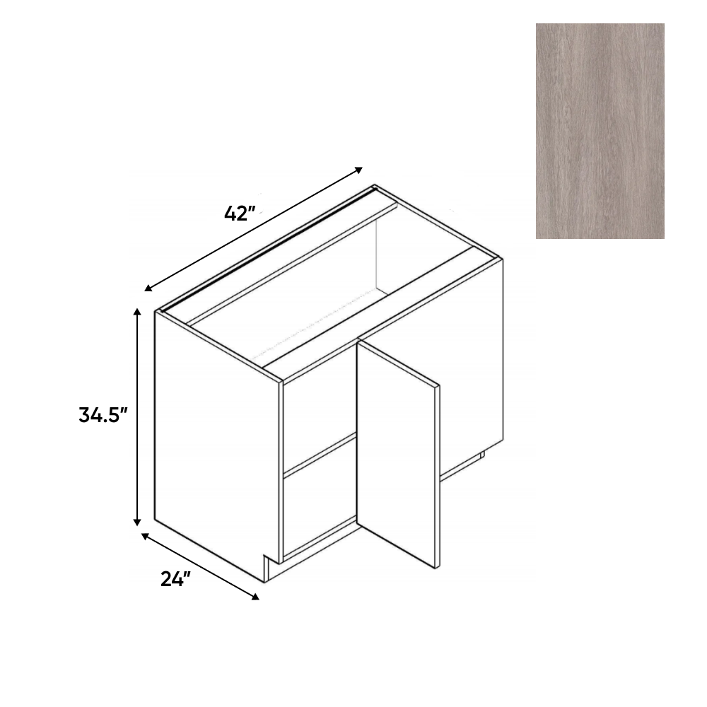 Muratti Textured - Blind Corner Base Cabinet - 42"W x 34.5"H x 24"D - Pre Assembled - Frameless Cabinet