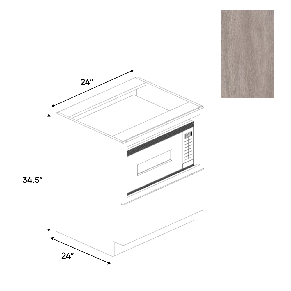 RTA - Muratti Textured - Base Microwave Cabinet - 24"W x 34.5"H x 24"D - Frameless Cabinet