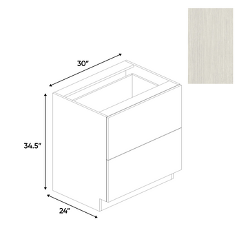 RTA - White Frozen Wood Textured - 2 Drawer Base Cabinet - 30