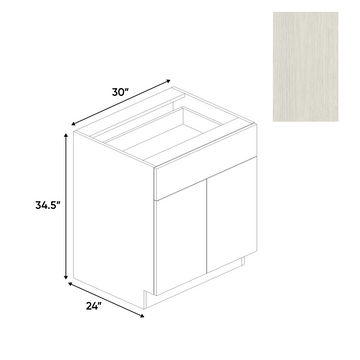 RTA - White Frozen Wood Textured - Double Door Base Cabinet - 30