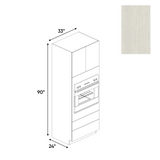 RTA - White Frozen Wood Textured - Tall Oven Cabinet - 33"W x 90"H x 24"D - Frameless Cabinet