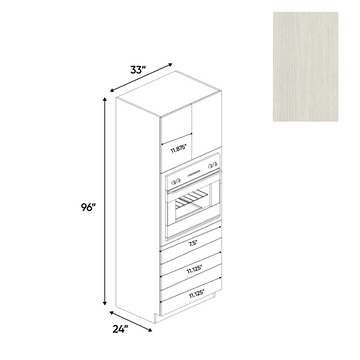 White Frozen Wood Textured - Tall Oven Cabinet - 33