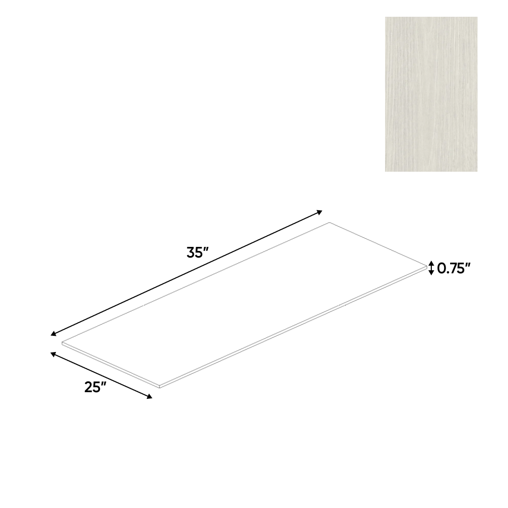 RTA - White Frozen Wood Textured - Panel - 25"W x 35"H x 0.75"D - Frameless Cabinet