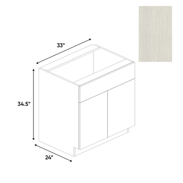 RTA - White Frozen Wood Textured - Sink Base Cabinet - 33