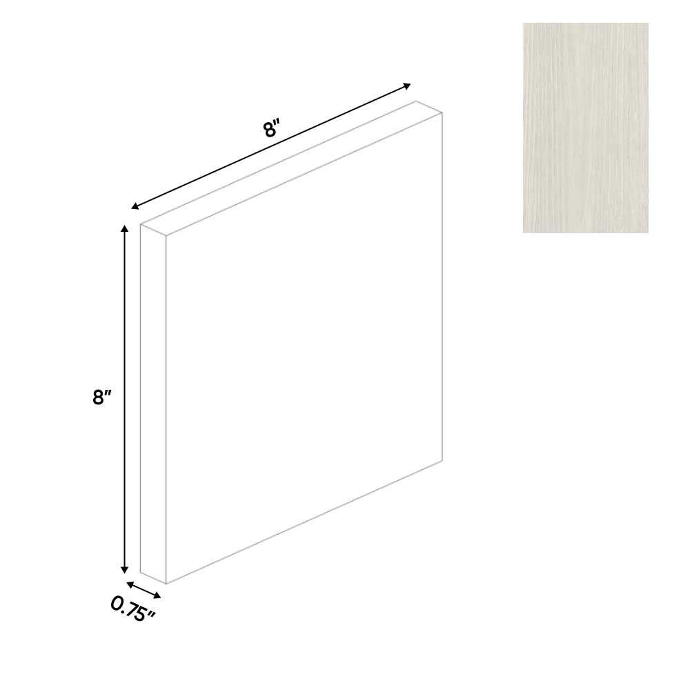 White Frozen Wood Textured - Sample Door - 8"W x 8"H x 0.75"D - Pre Assembled - Frameless Cabinet