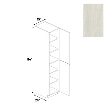 White Frozen Wood Textured - Tall Pantry Cabinet - 15