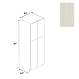 RTA - White Frozen Wood Textured - Tall Pantry Cabinet - 24"W x 84"H x 24"D - Frameless Cabinet