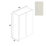 RTA - White Frozen Wood Textured - Wall Cabinet - 24"W x 42"H x 12"D - Frameless Cabinet