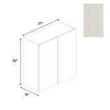 RTA - White Frozen Wood Textured - Wall Cabinet - 27"W x 30"H x 12"D - Frameless Cabinet