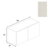 RTA - White Frozen Wood Textured - Wall Cabinet - 30"W x 12"H x 12"D - Frameless Cabinet