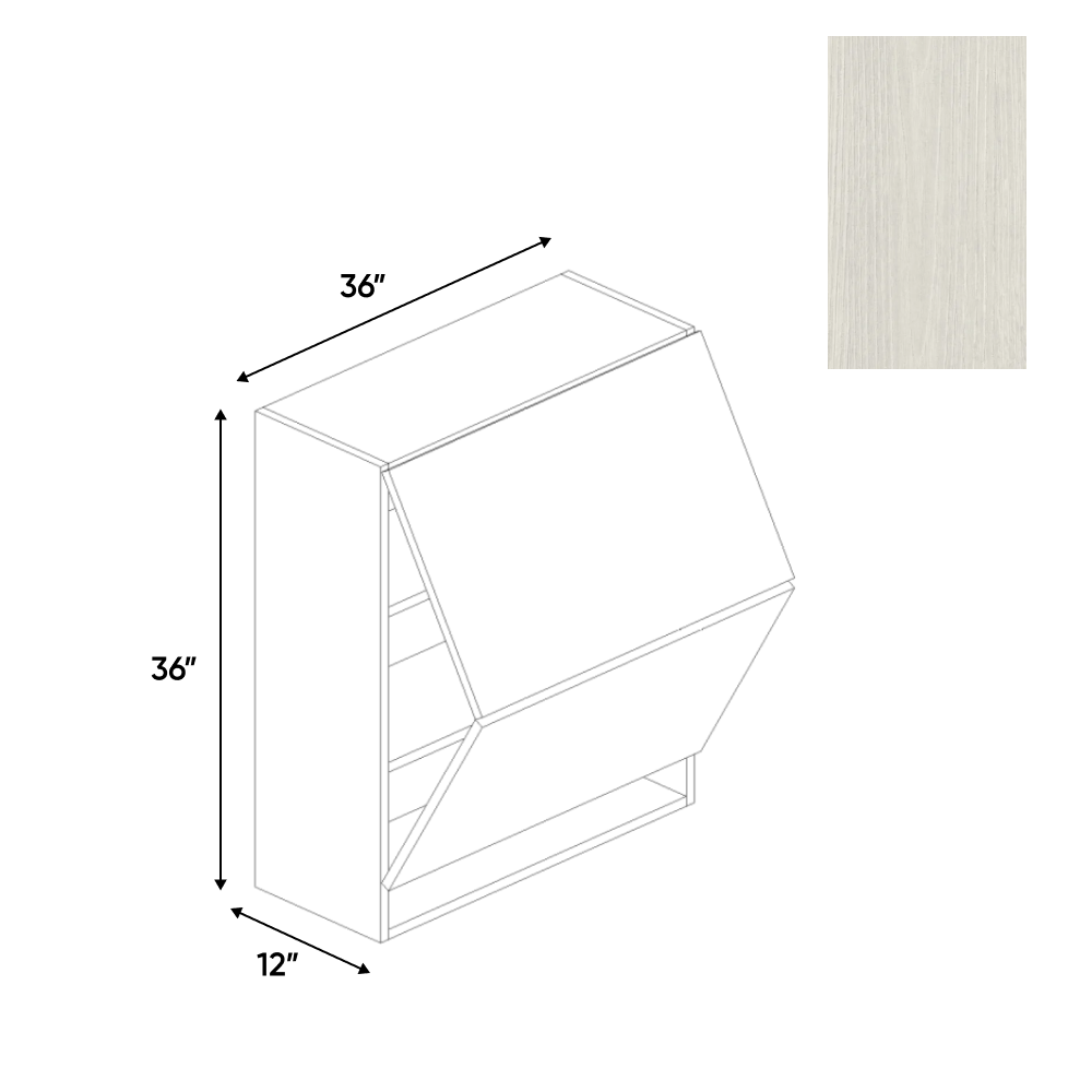 RTA - White Frozen Wood Textured - Wall Upper Cabinet - 36"W x 36"H x 12"D - Frameless Cabinet