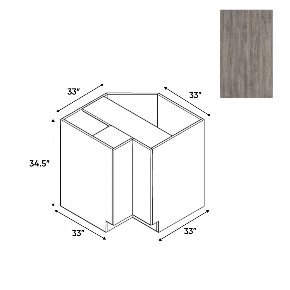 Lakeland Oak 02 Textured - Lazy Susan Base Cabinet - 33"W x 34.5"H x 33"D - Pre Assembled - Frameless Cabinet