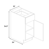 RTA - Blanco Matte - Single Door Base Cabinet - 15"W x 34.5"H x 24"D - Frameless Cabinet