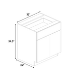 RTA - Gris Plomo Matte - Double Door Base Cabinet - 33"W x 34.5"H x 24"D - Frameless Cabinet