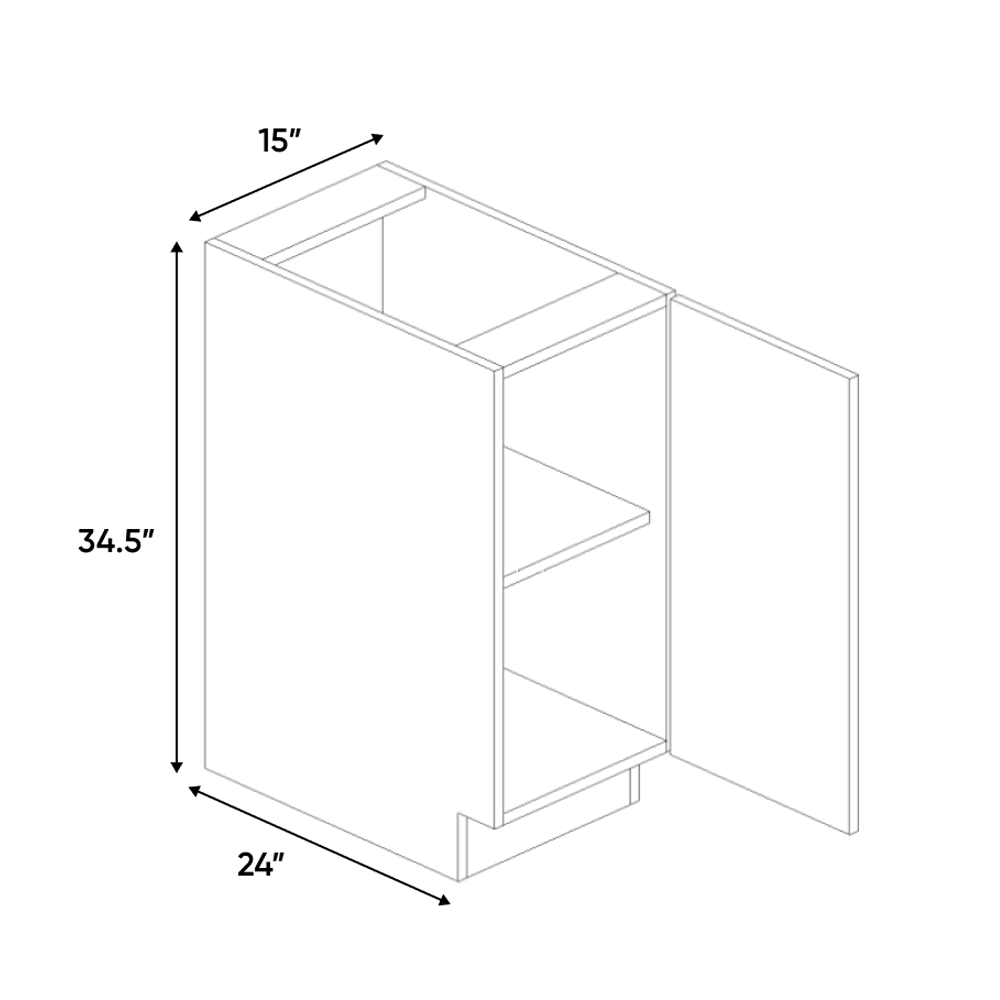 RTA - Blanco Matte - Base Full Height Cabinet - 15"W x 34.5"H x 24"D - Frameless Cabinet
