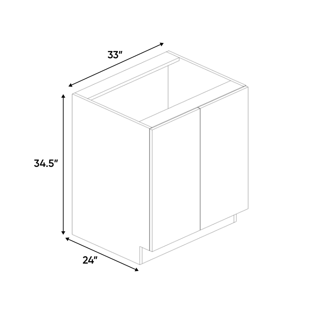 RTA - Blanco Gloss - Base Full Height Cabinet - 33"W x 34.5"H x 24"D - Frameless Cabinet