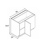 RTA - Indigo Blue Gloss - Blind Corner Base Cabinet - 45"W x 34.5"H x 24"D - Frameless Cabinet