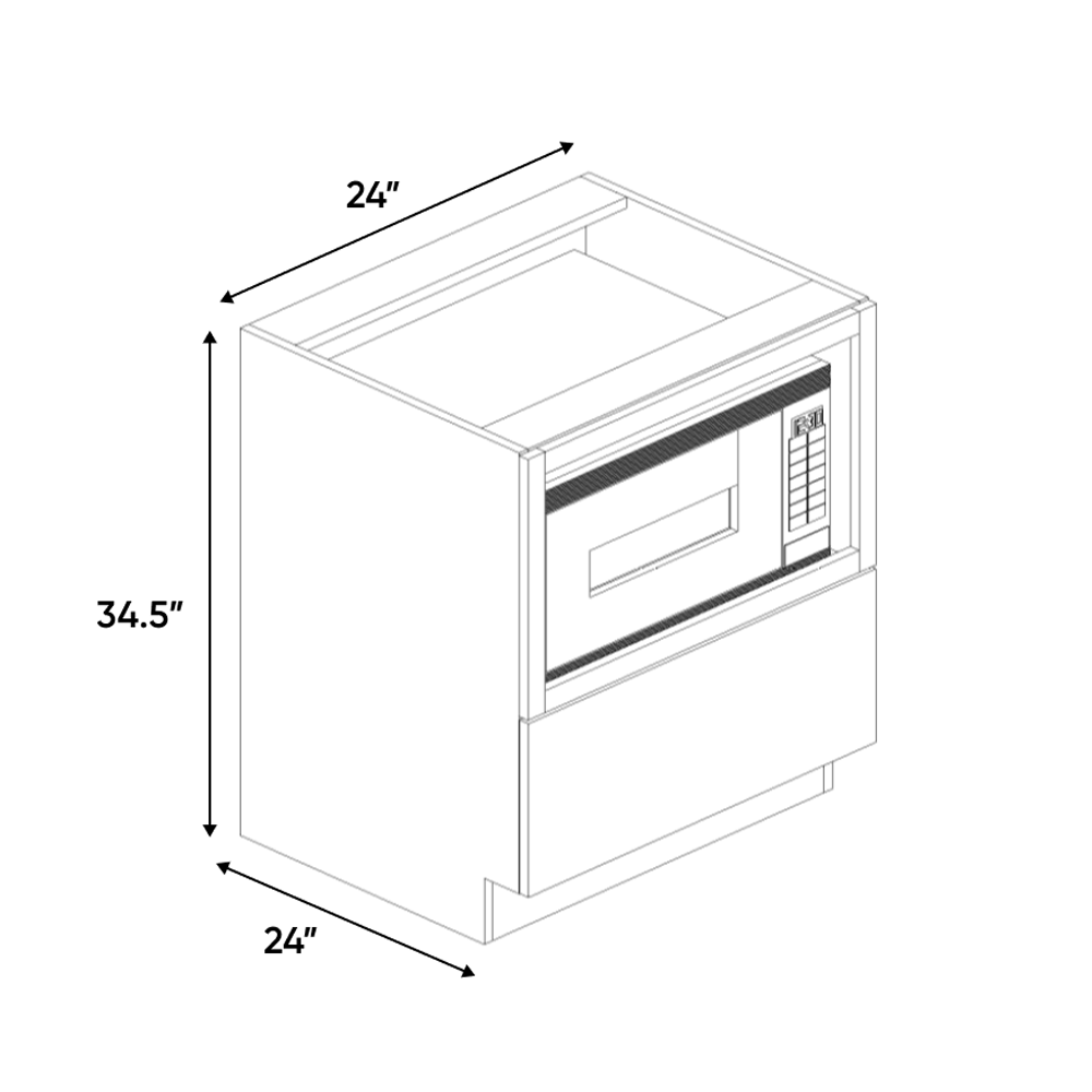 RTA - Carbon Frozen Wood Textured - Base Microwave Cabinet - 24