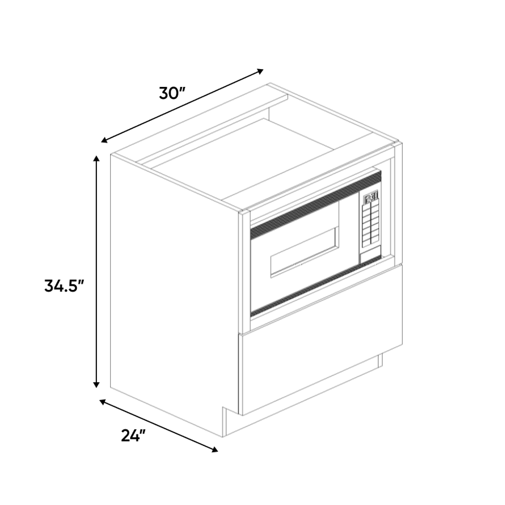 RTA - Lakeland Oak 02 Textured - Base Microwave Cabinet - 30"W x 34.5"H x 24"D - Frameless Cabinet